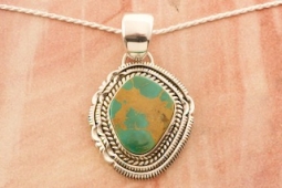 Artie Yellowhorse Genuine Royston Turquoise Sterling Silver Pendant